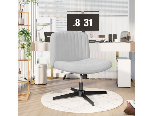 RATTANTREE - Chaise de bureau Fauteuil de bureau large sans accoudoirs gris clair