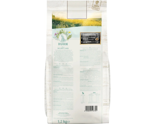 WILDES LAND Kip Gesteriliseerd droogvoer voor katten met groenten en wilde kruiden met waardevolle superfoods, graanvrij, glutenvrij 1,2 kg