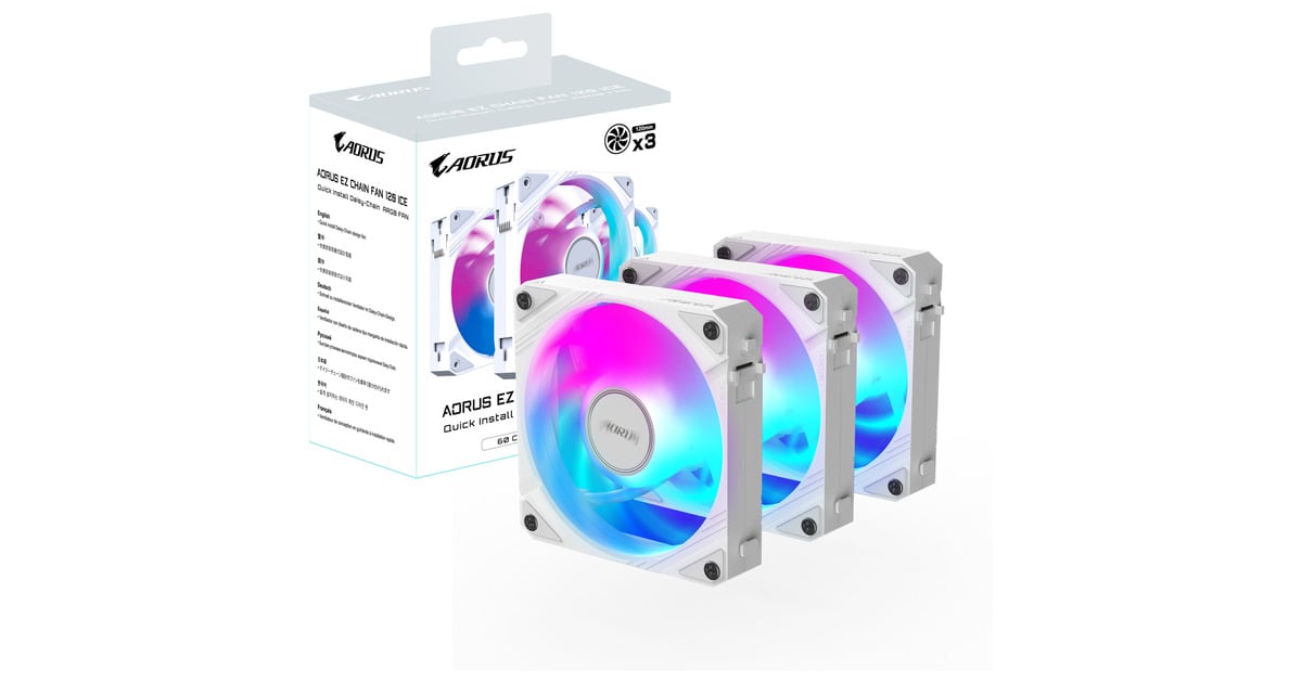 GIGABYTEAORUS EZ CHAIN FAN 120 RGB case fans  (Zwart, 3 stuks, 120 x 120 x 25 mm)