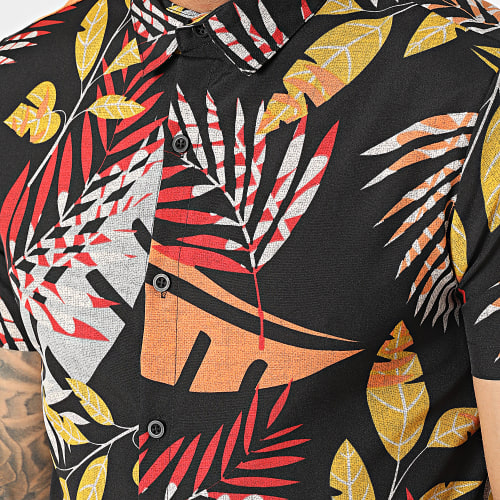 Chemise Manches Courtes Floral Noir