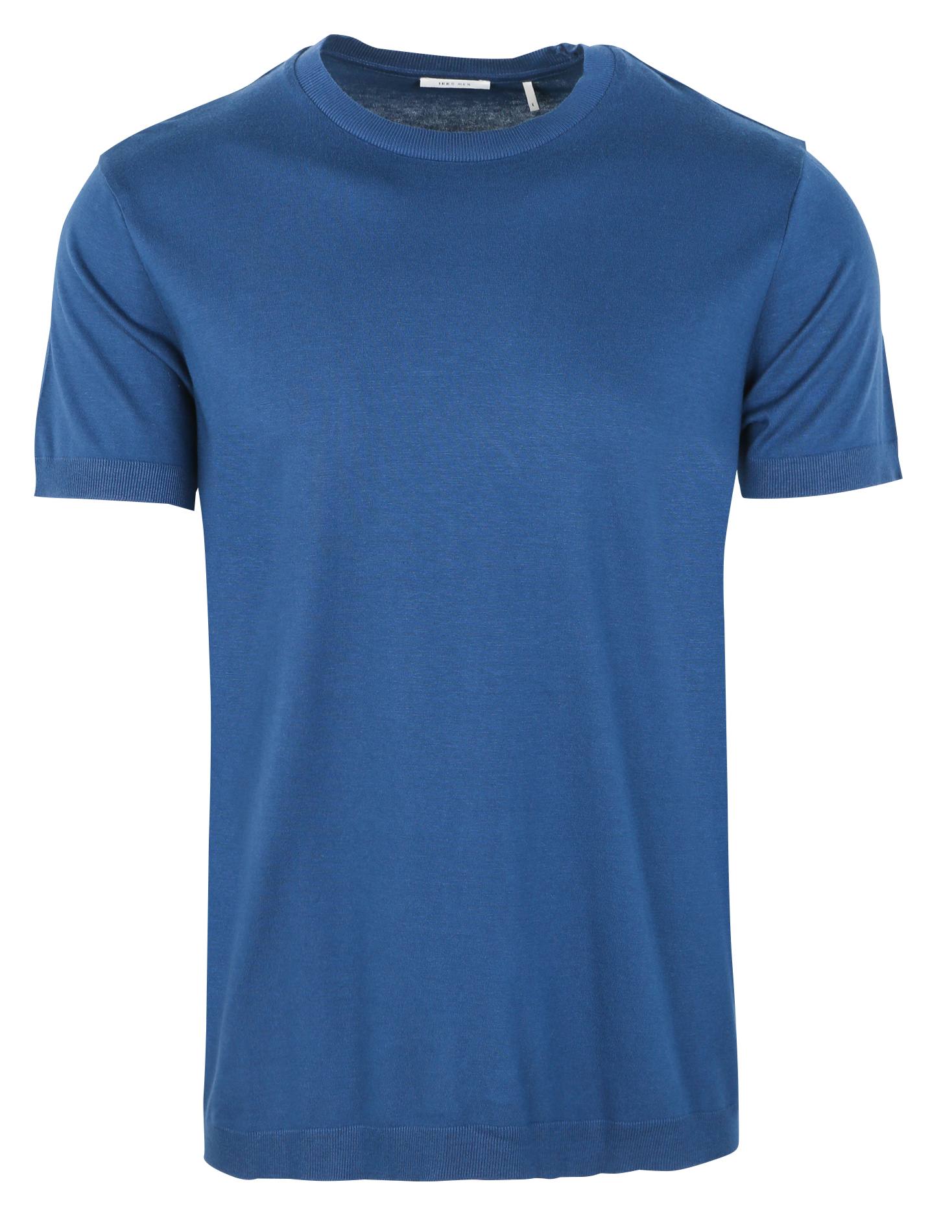 Tee-shirt col rond en coton stretch | Bleu