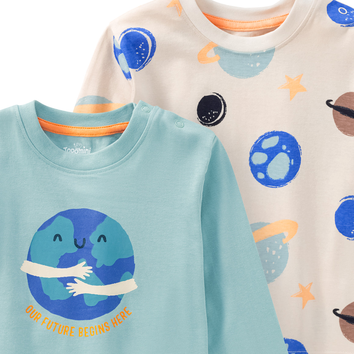 Topomini 2 Baby Langarmshirts im Set creme / salbei