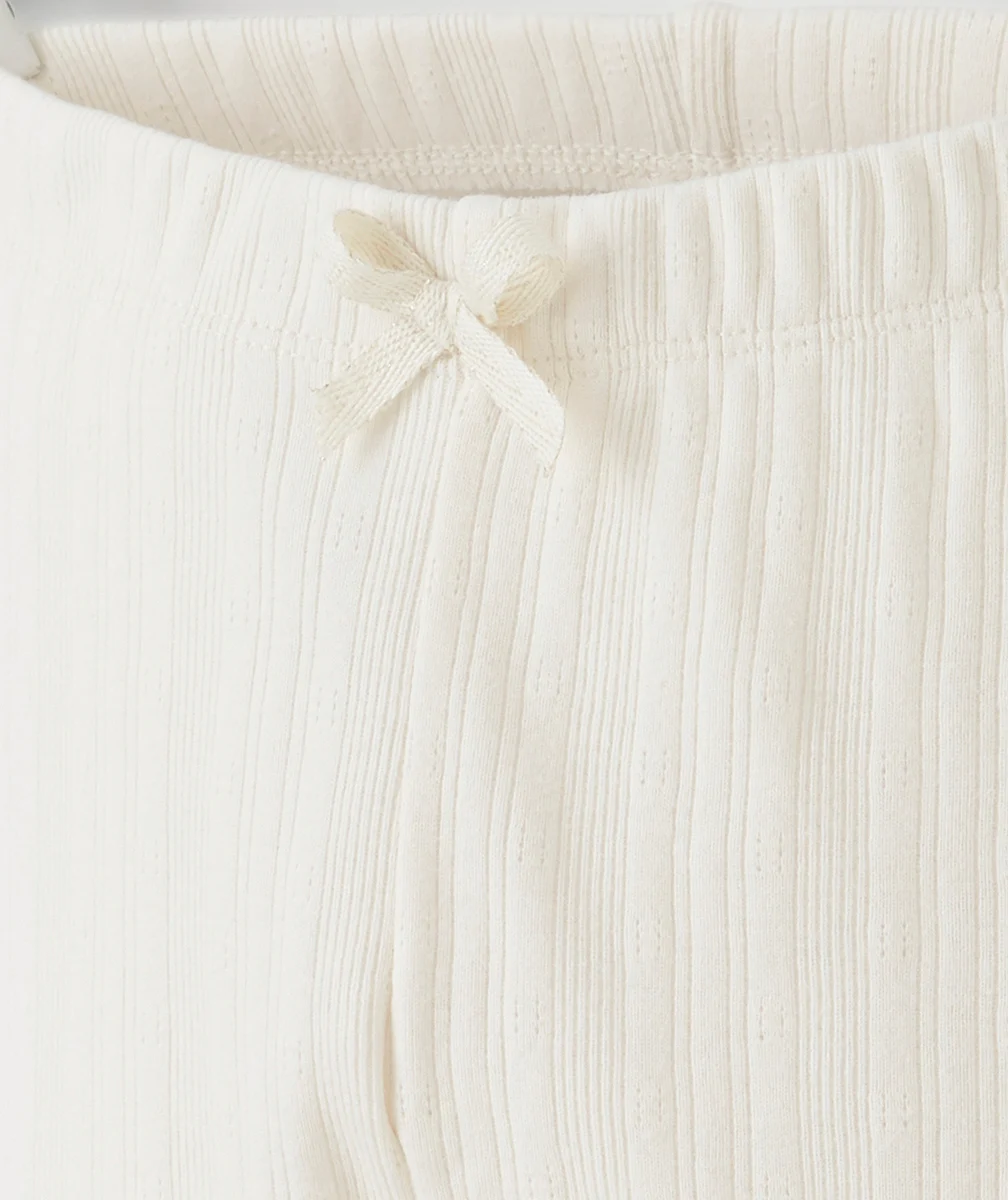 LEGGING EN MAILLE AJOURÉE FILLE EN COTON BIOLOGIQUE ÉCRU