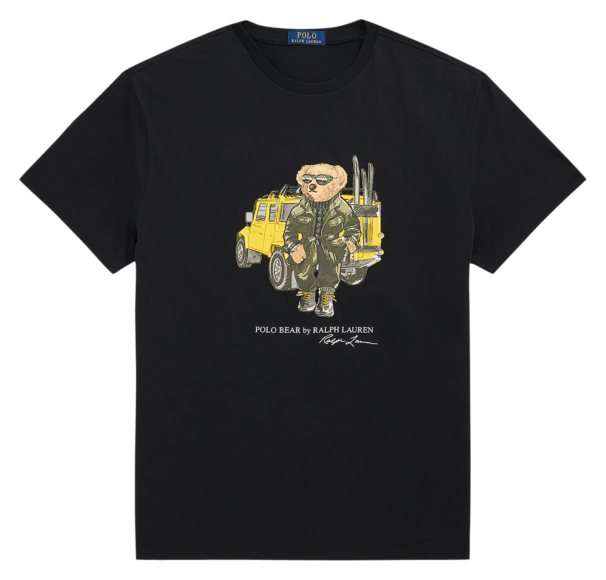 Tee-shirt col rond sérigraphié en coton| Noir
