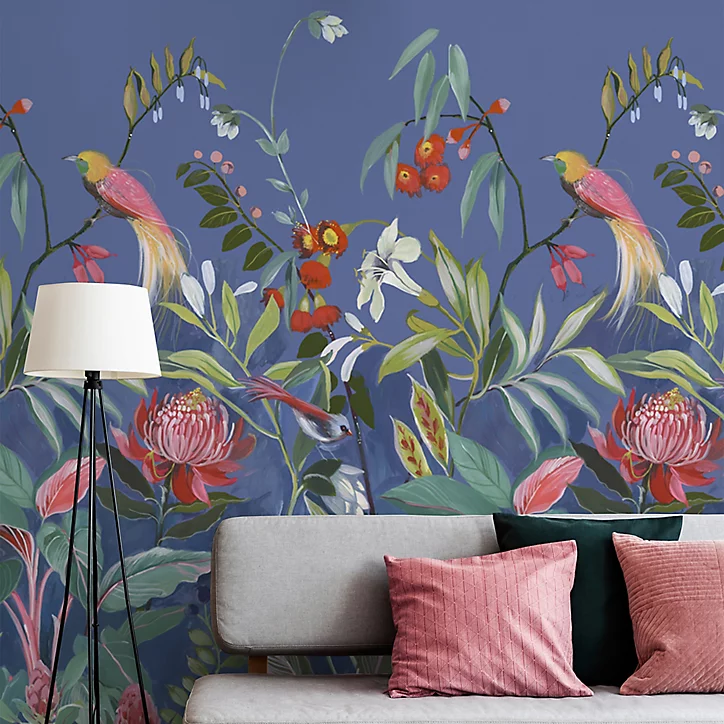 Papier peint panoramique Intissé GoodHome Turquoise ble foncé 280 x 159 cm
