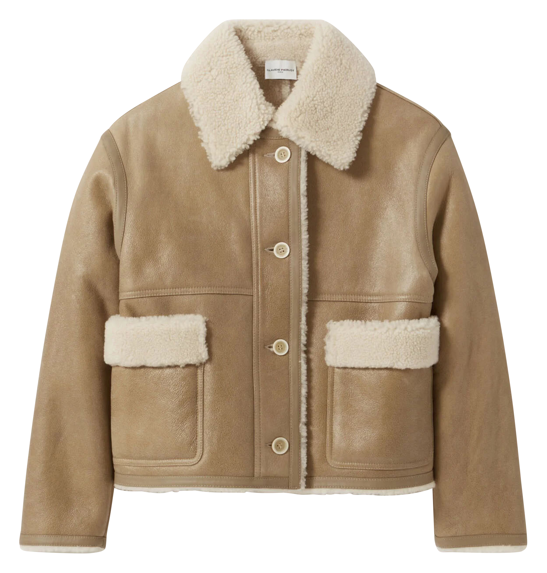 Veste courte en cuir| Beige