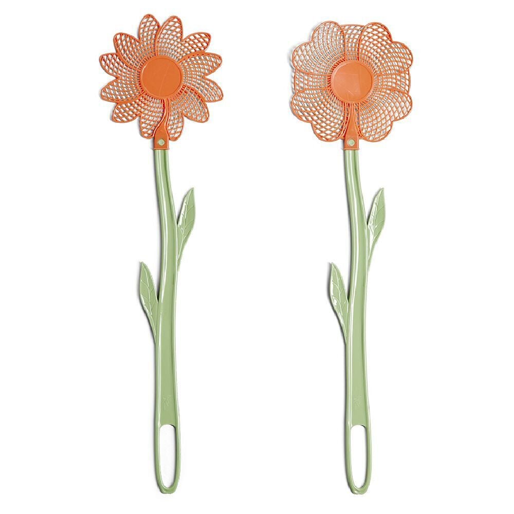 Tapette à insecte forme fleur plastique vert et orange H47cm