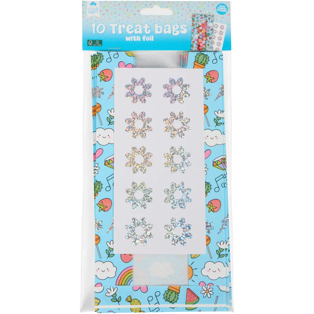 Cool2Party traktatiezakjes met stickers 10 stuks | diverse dessins