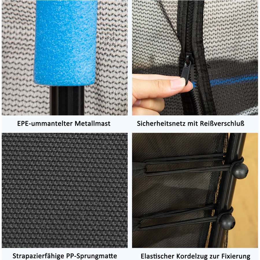 HOMCOM Trampolin mit Sicherheitsnetz blau