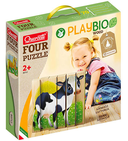 Quercetti Puzzlespiel - Playbio Holz - Bauernhoftiere - 4x6 Teil