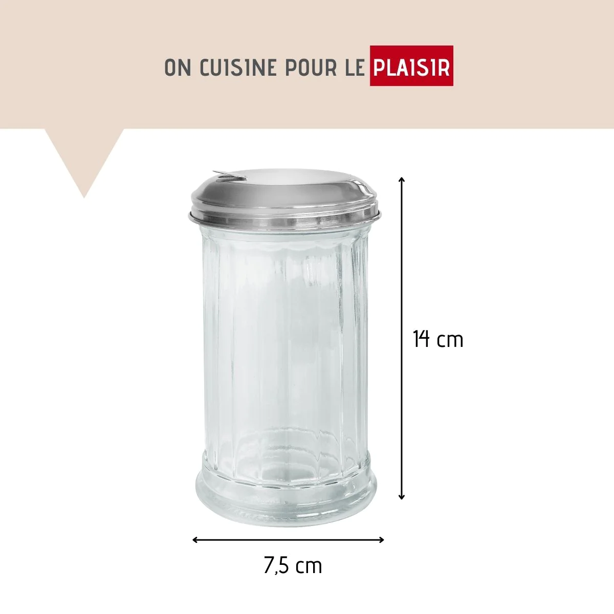 Saupoudreuse en verre et couvercle inox 14 cm Basic Fackelmann