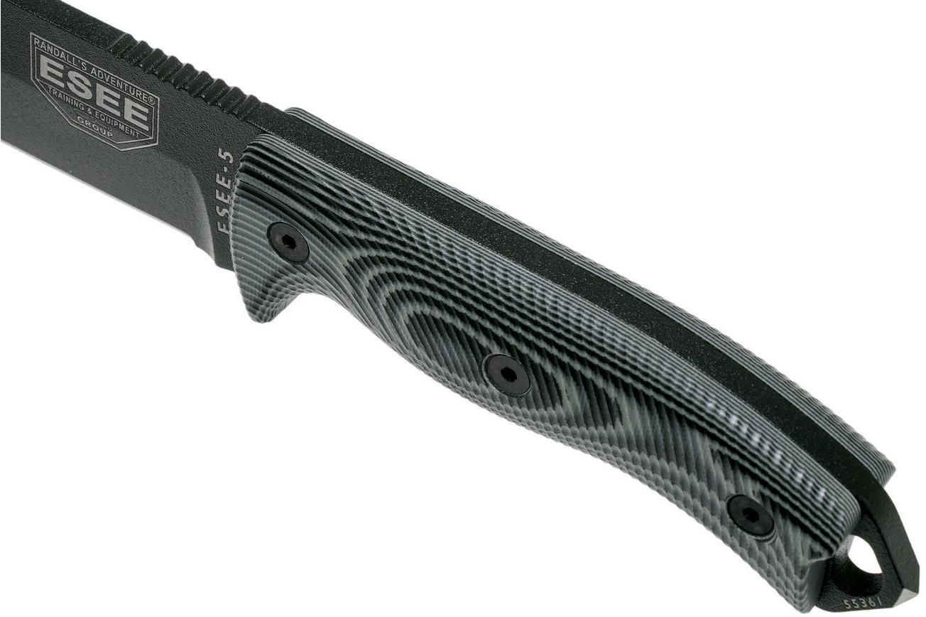 ESEE Model 5 Black Blade 3D Grey-Black G10 survivalmes 5PB-002 kydex schede   clip plate