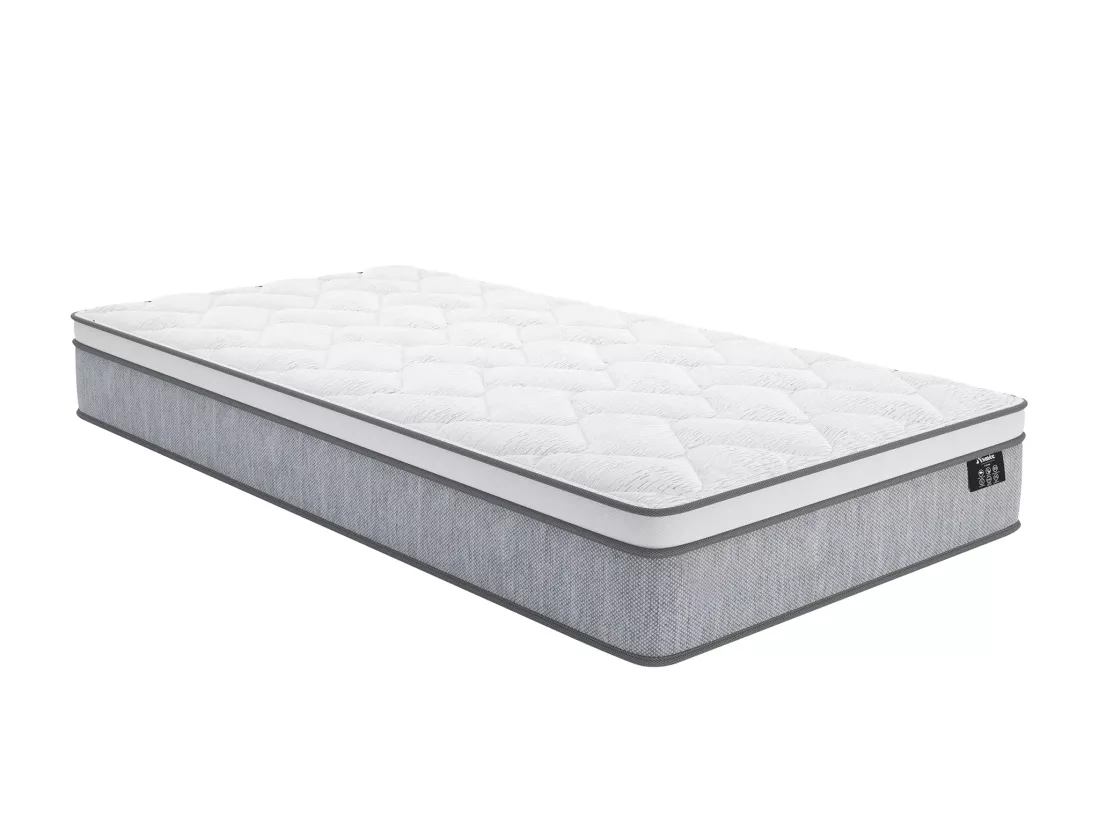 Ensemble 90 x 190 cm sommier coffre naturel clair + matelas ressorts ensachés ép.22cm - SERENITE de YSMÉE