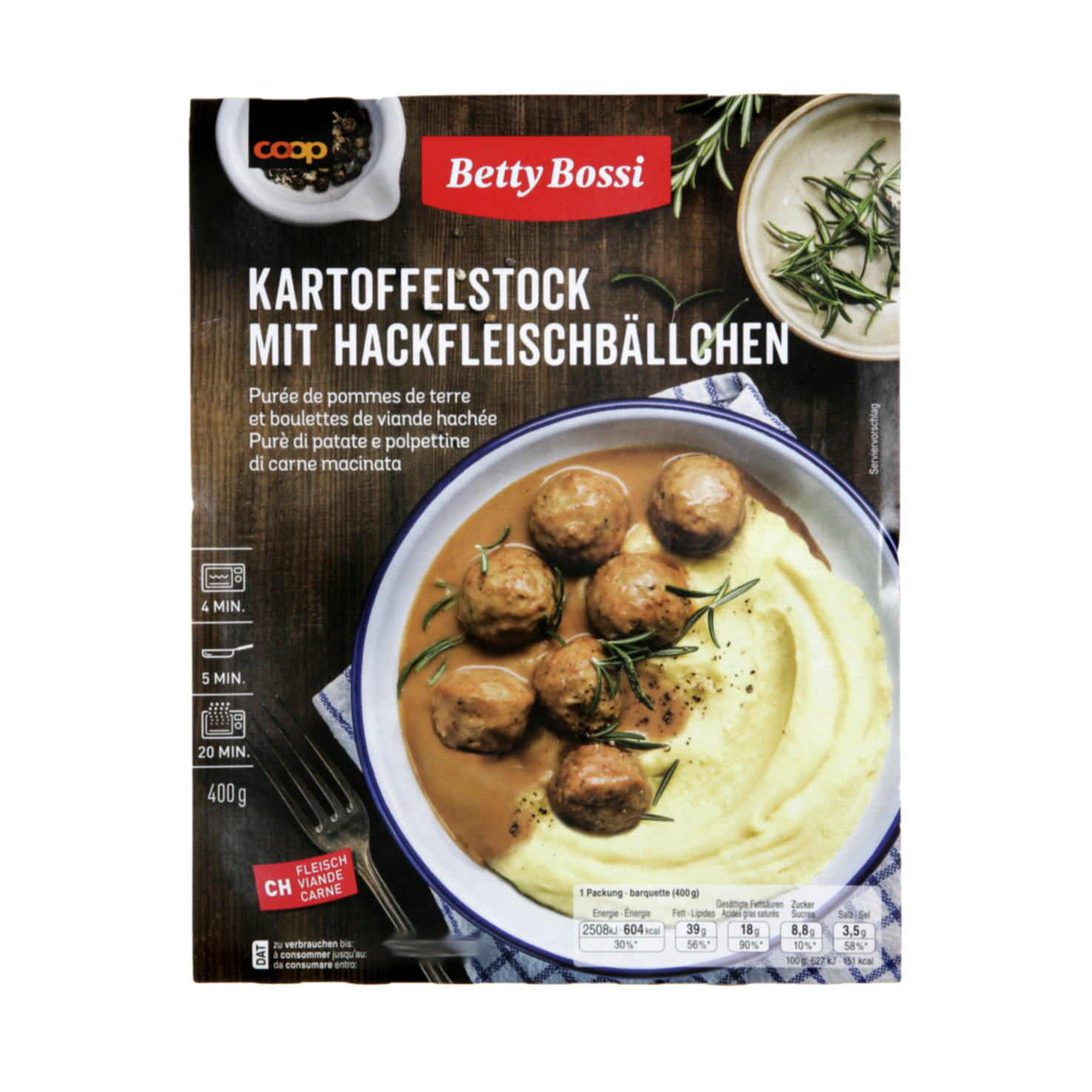Betty Bossi Hackfleischbällchen mit Kartoffelstock