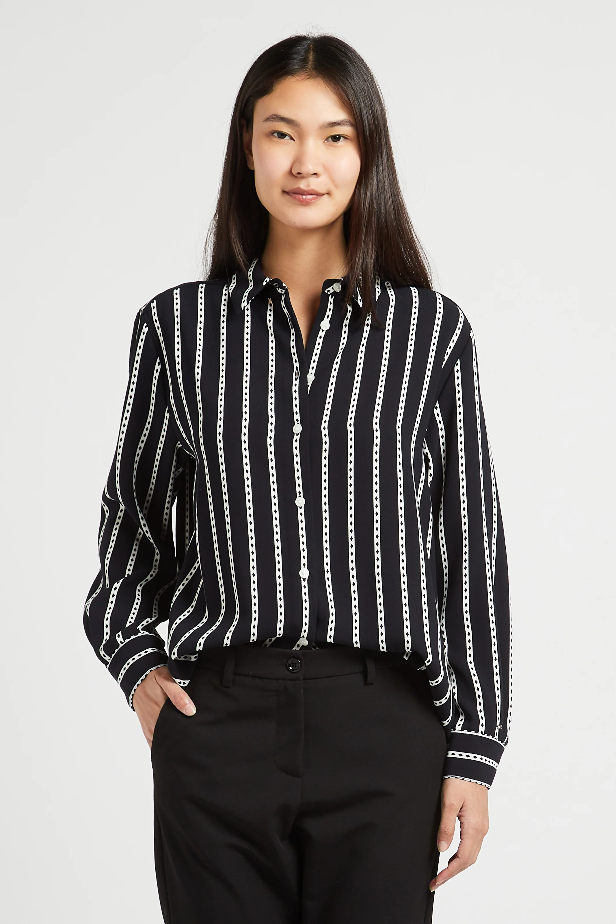Chemise droite col classique imprimée | Bleu