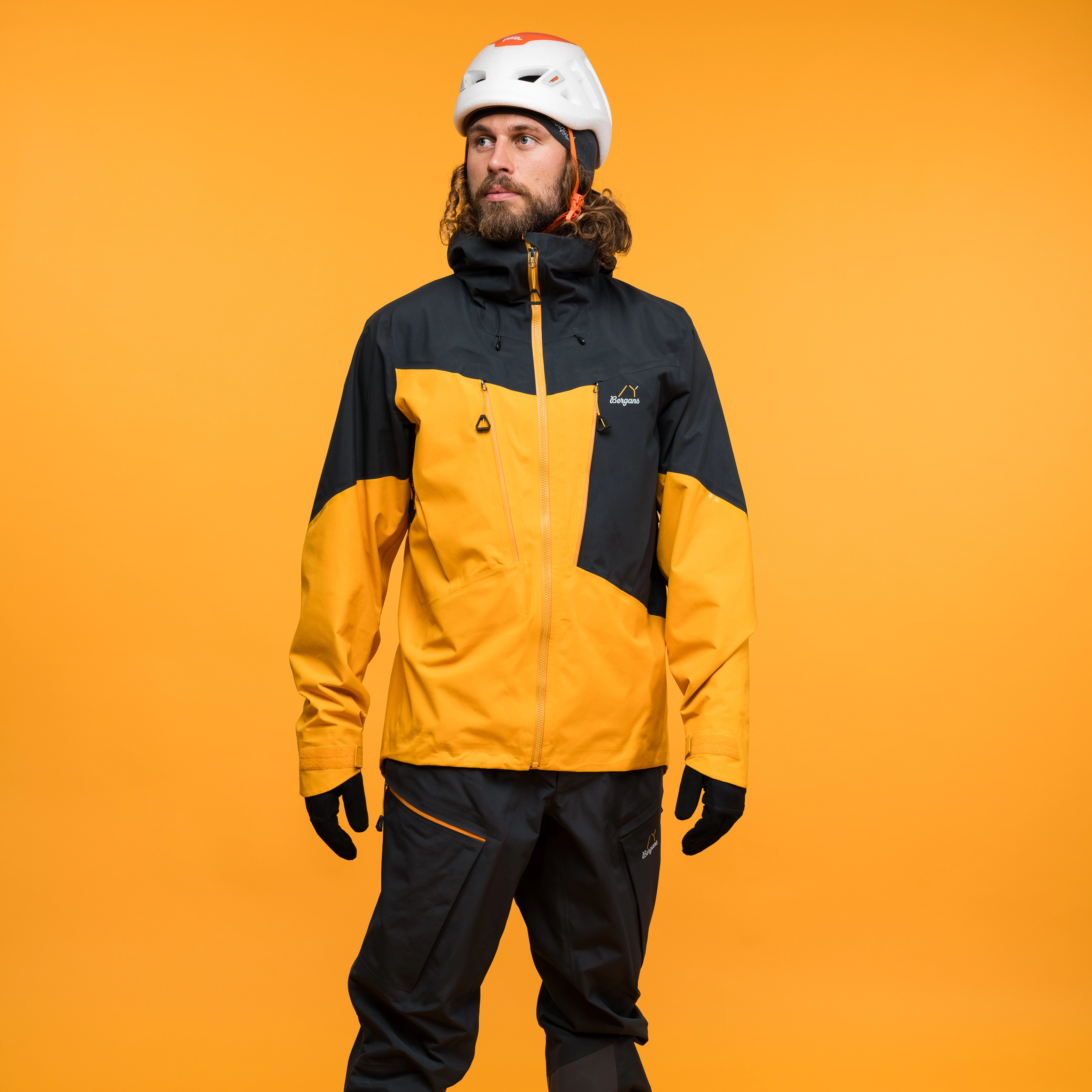 Y MountainLine Bold 3L Shell Jacket Men Mango Yellow / Dark Shadow Grey
