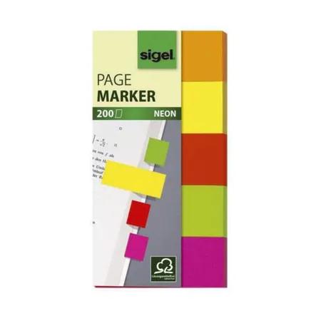 Sigel Haftmarker neon 5 Farben 50 x 20 mm, 200 Blatt