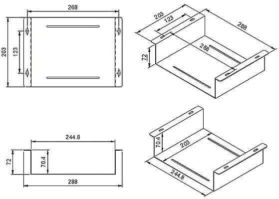 Apparaathouder - Staal - 72 mm Hoog - 288 mm Breed - 203 mm Diep