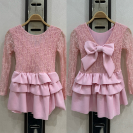 Luna Lace Ruffle Dress - roze