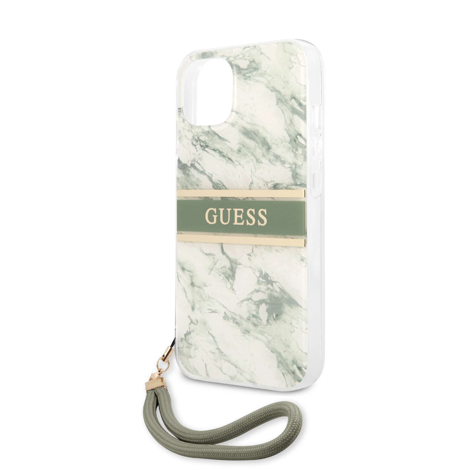 iPhone 13 Hardcase Hülle Marble Strap (GUHCP13MKMABGN) - Weiss / Grün