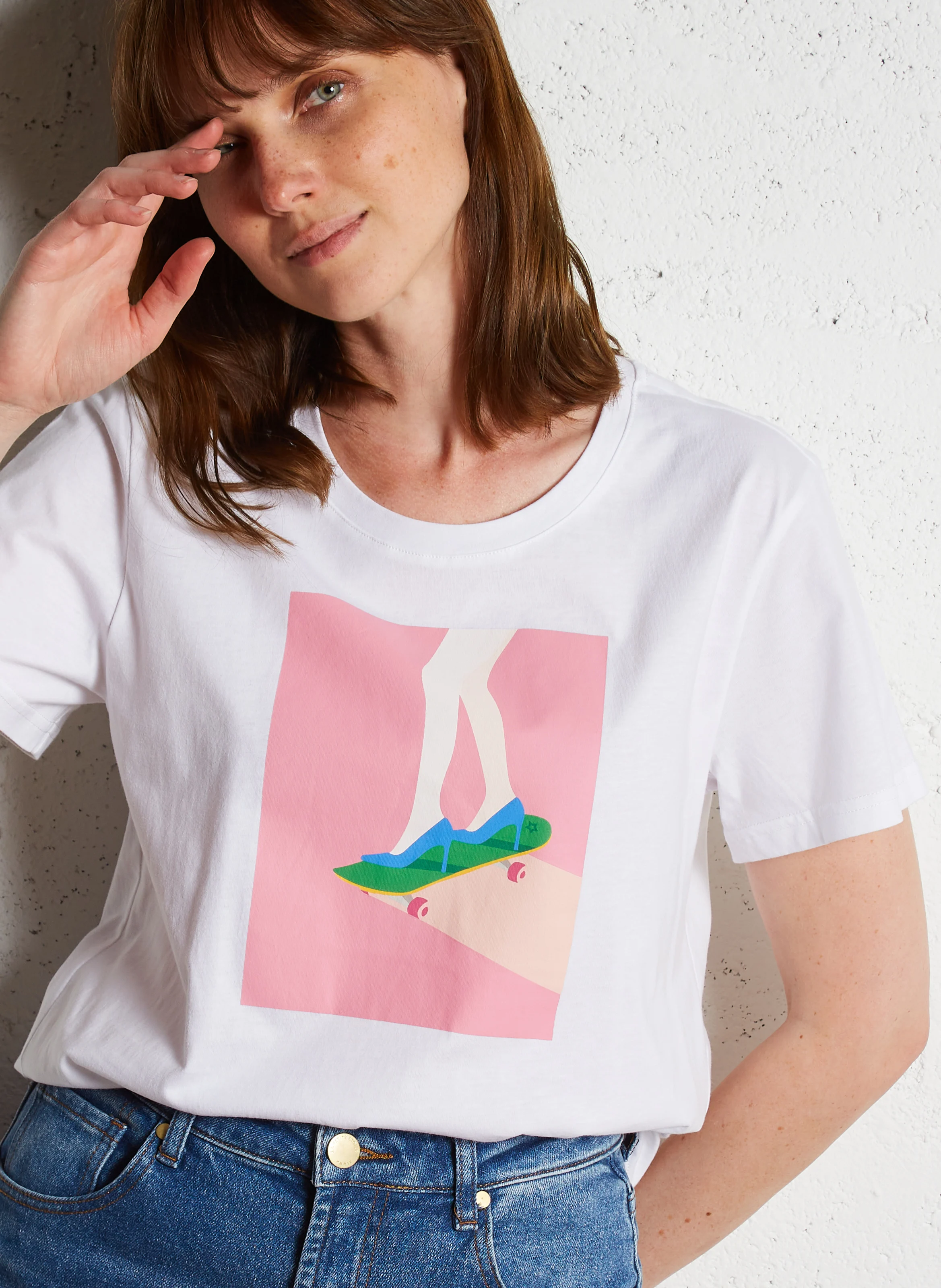 TESS - Tee-shirt sérigraphié en coton| Blanc