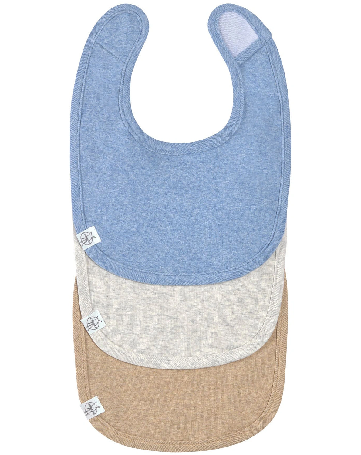 Klett-Lätzchen COTTON UNI 3er Set in beige/blau/grau