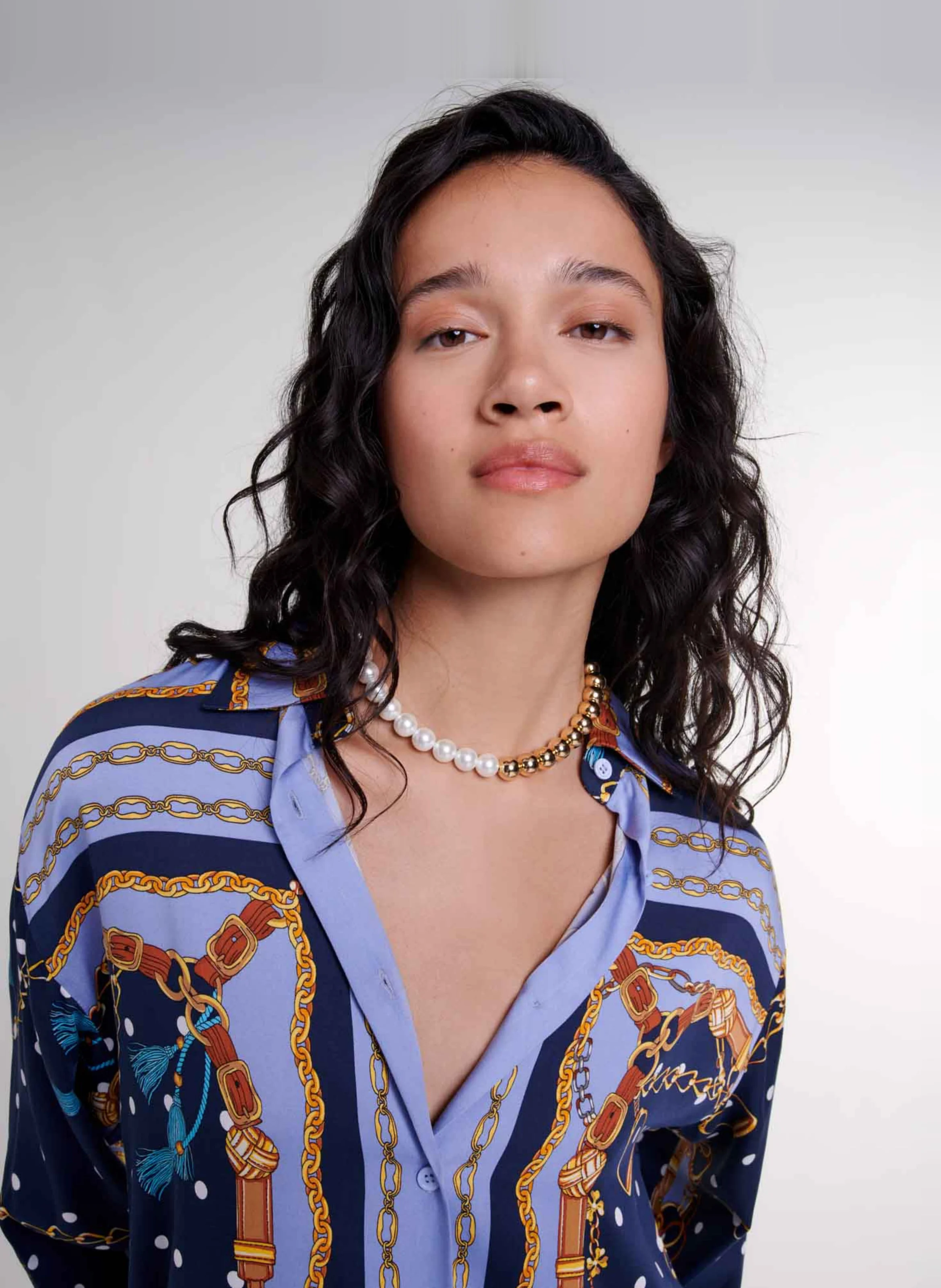 Chemise droite col classique imprimée | Multicolore