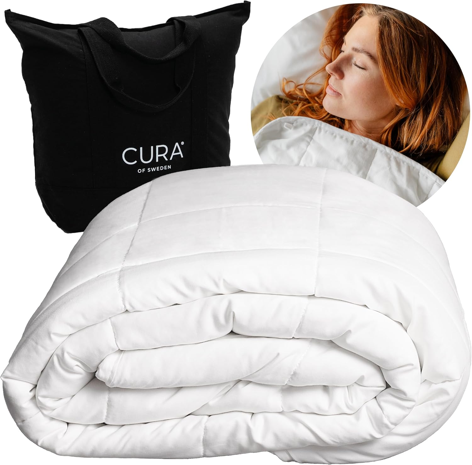 CURA Pearl Classic Gewichtsdecke 135x200 9kg - Anti Stress Therapiedecke - Schwere Decke für tiefen Schlaf und bessere Erholung - Schwere Bettdecke aus 100% Baumwolle - Heavy Weighted Blanket