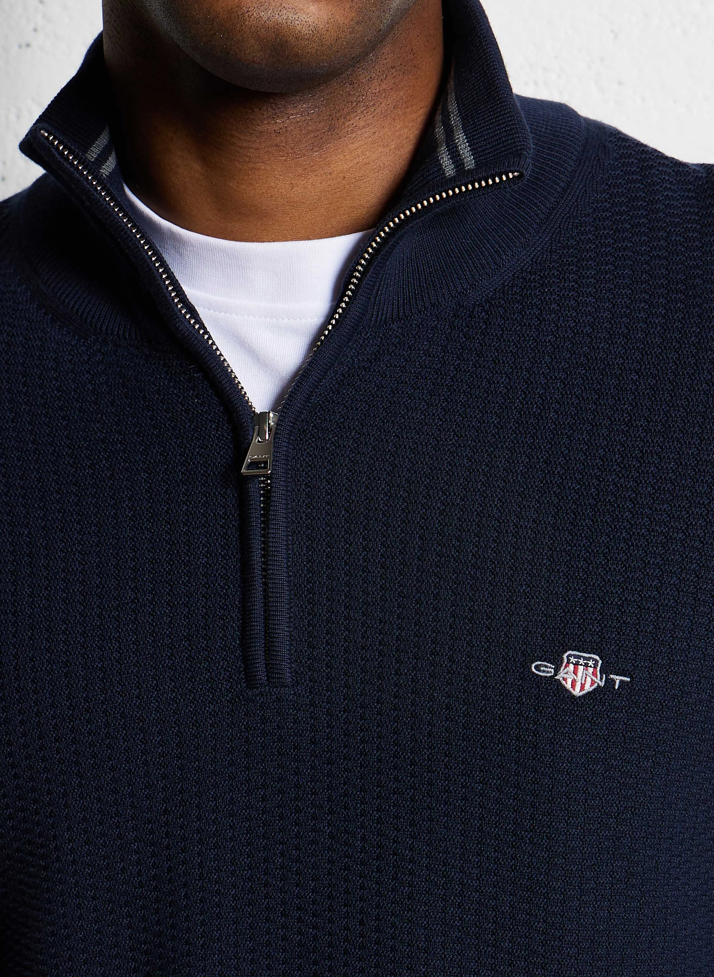 Pull col montant en coton | Bleu