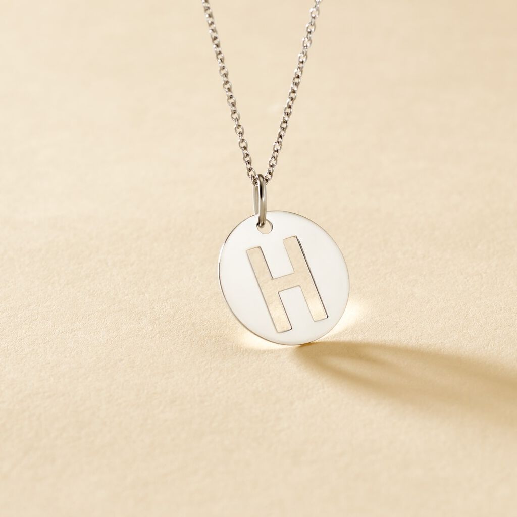 Pendentif Elio H Argent Blanc