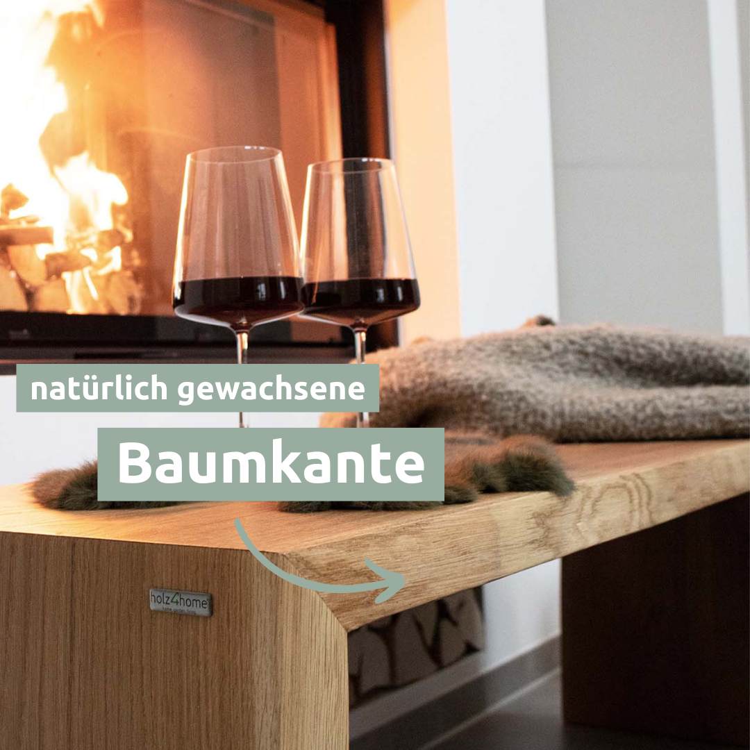 holz4home® Massivholz Hocker I Bank aus Eiche mit Baumkante | L