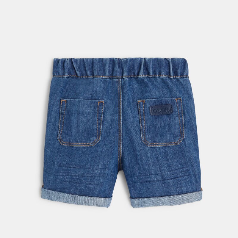 Short denim à revers bleu bébé garçon Bleu