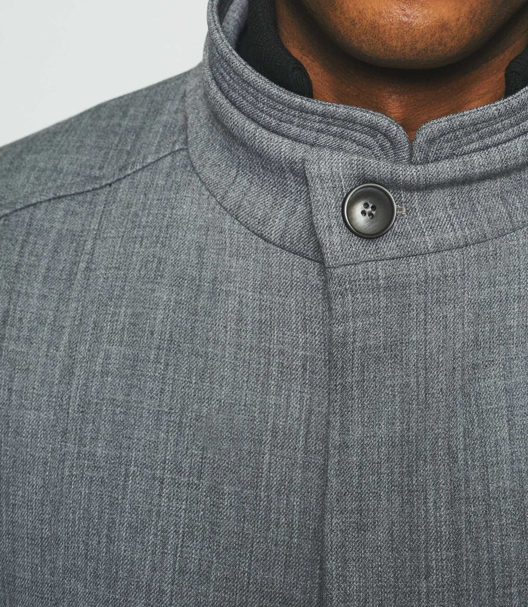 Manteau ville droit en laine gris clair INEON