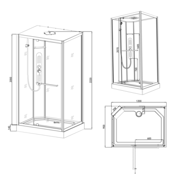 Allibert complete douchecabine La Paz met draaideur zwart hoekmodel 90 x 90 cm