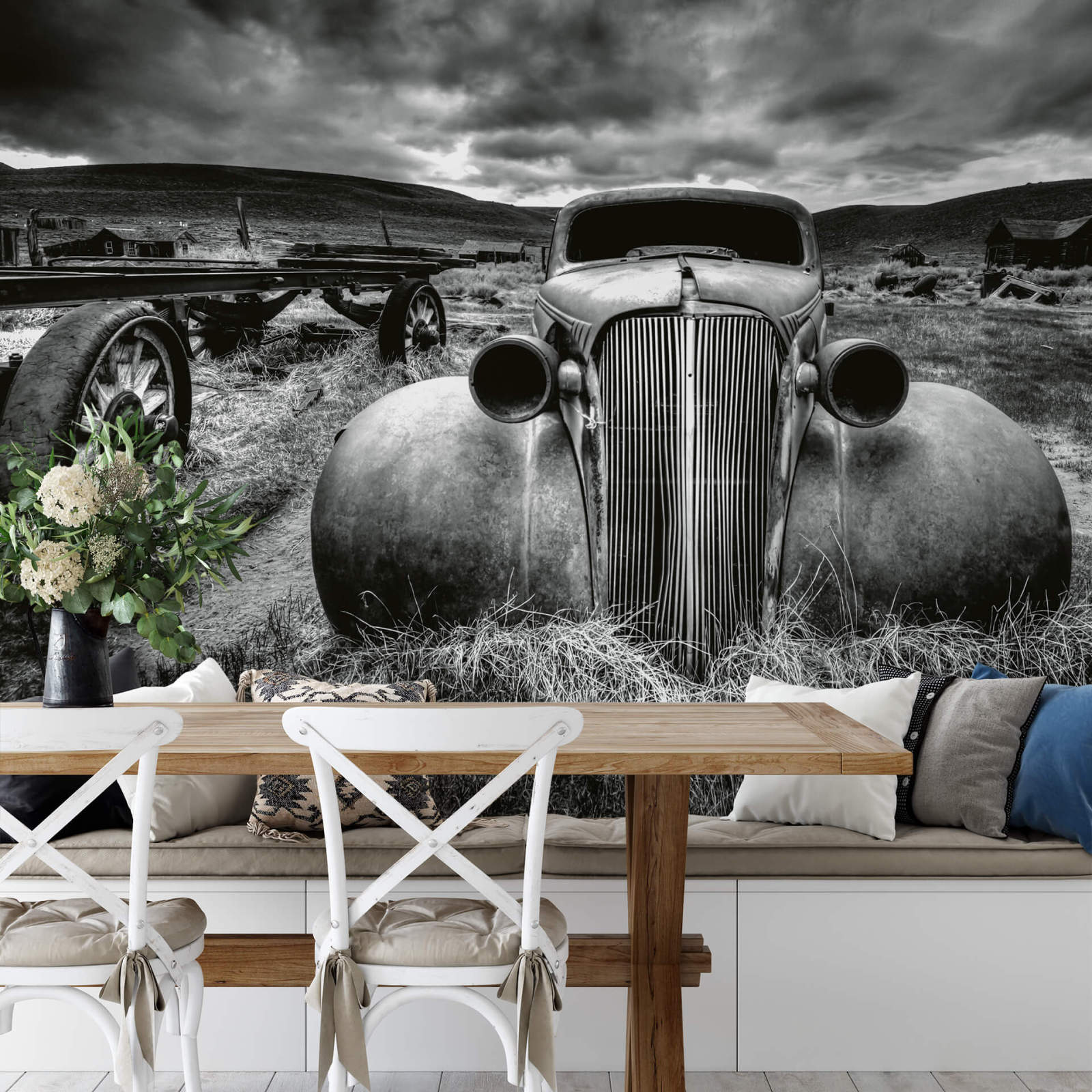 Fototapete DESIGNWALLS 2.0 - schwarz-weiß - Oldtimer - 2,6 Meter