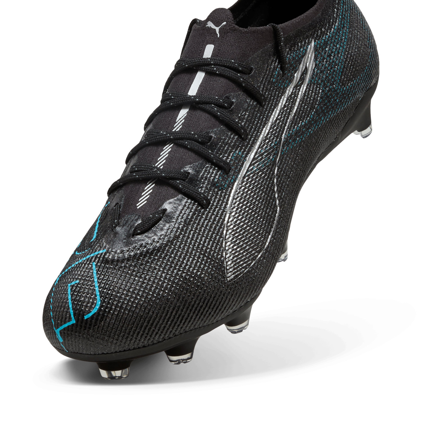 PUMA Ultra 5 Pro Gras / Kunstgras Voetbalschoenen (MG) Zwart Zilver Blauw