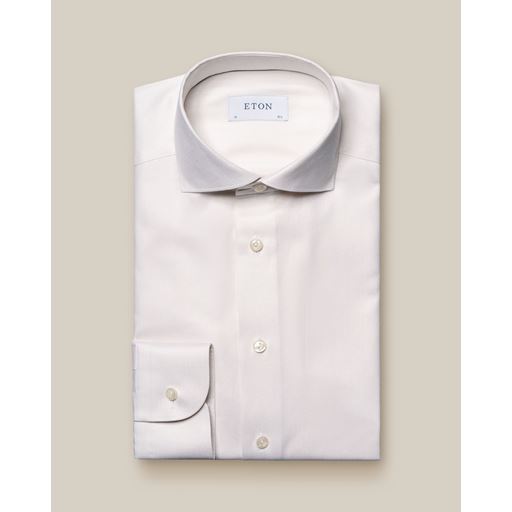 Eton Melange Semi Solid Fine Twill Slim Fit Skjorte, White, 44