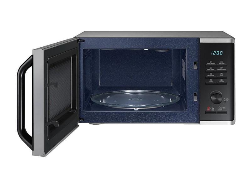 Samsung Mikrowelle mit Grill MG23K3505AS/SW Silber 800 W-Mikrowelle mit Grill-, Auftau- und Warmhalte- und Extra-Bräunungs-Funktion