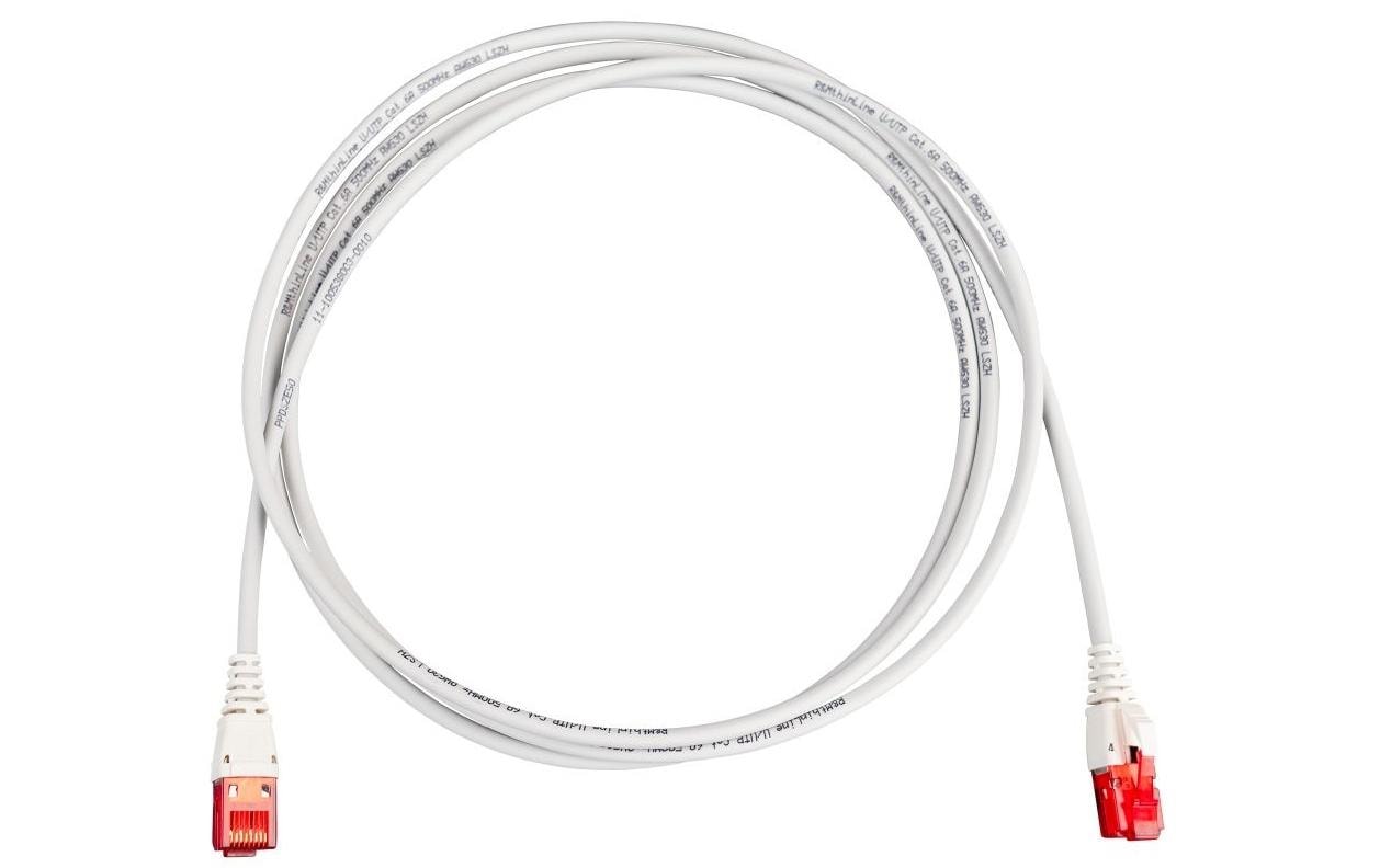 Patchkabel thinLine Cat 6A, U/UTP, 3 m, GrauThin-Line Rangierkabel RJ45/u zu RJ45/u mit LSZH Mantel