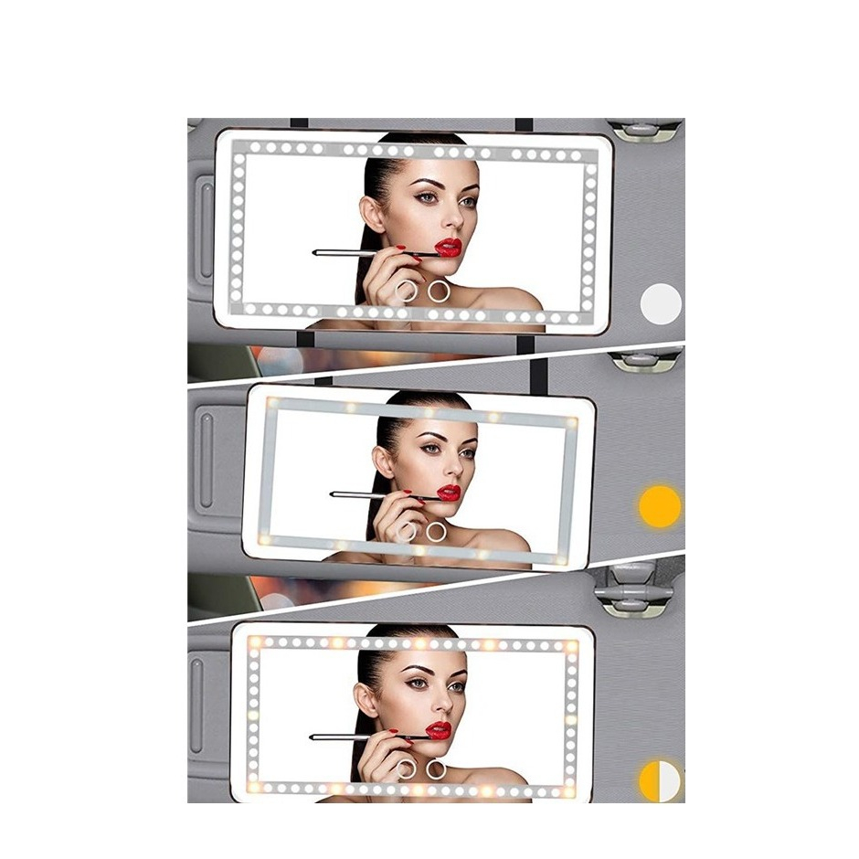 Auto Sonnenblendenspiegel USB Makeup LED Schmink Spiegel mit 3 Lichtmodi - Weiss