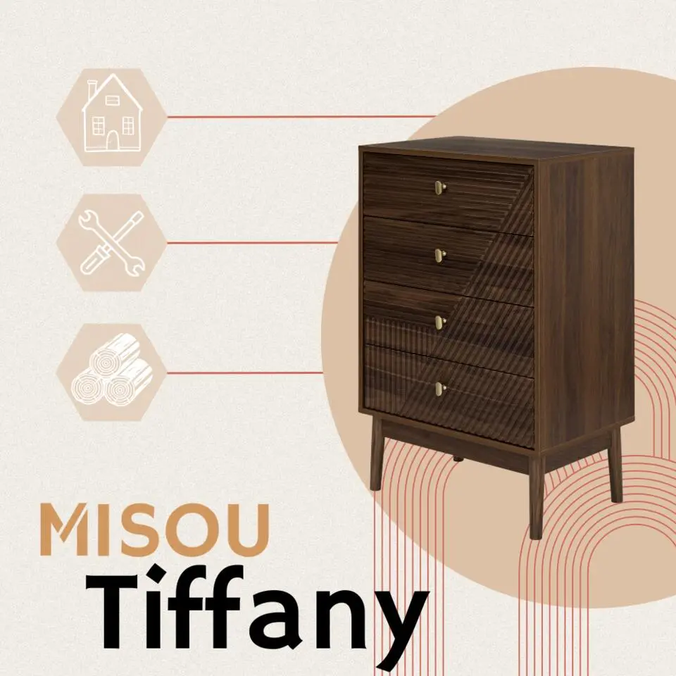 MISOU Ladekast 4 lades Tiffany - Bruin