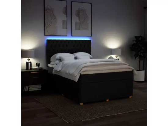 Sommier à lattes de lit avec matelas Noir 160x200 cm Tissu