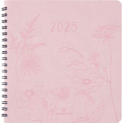 Agenda à spirale Primrose - 1 semaine sur 2 pages - 16,5 x 16,5 cm - rose - Oberthur