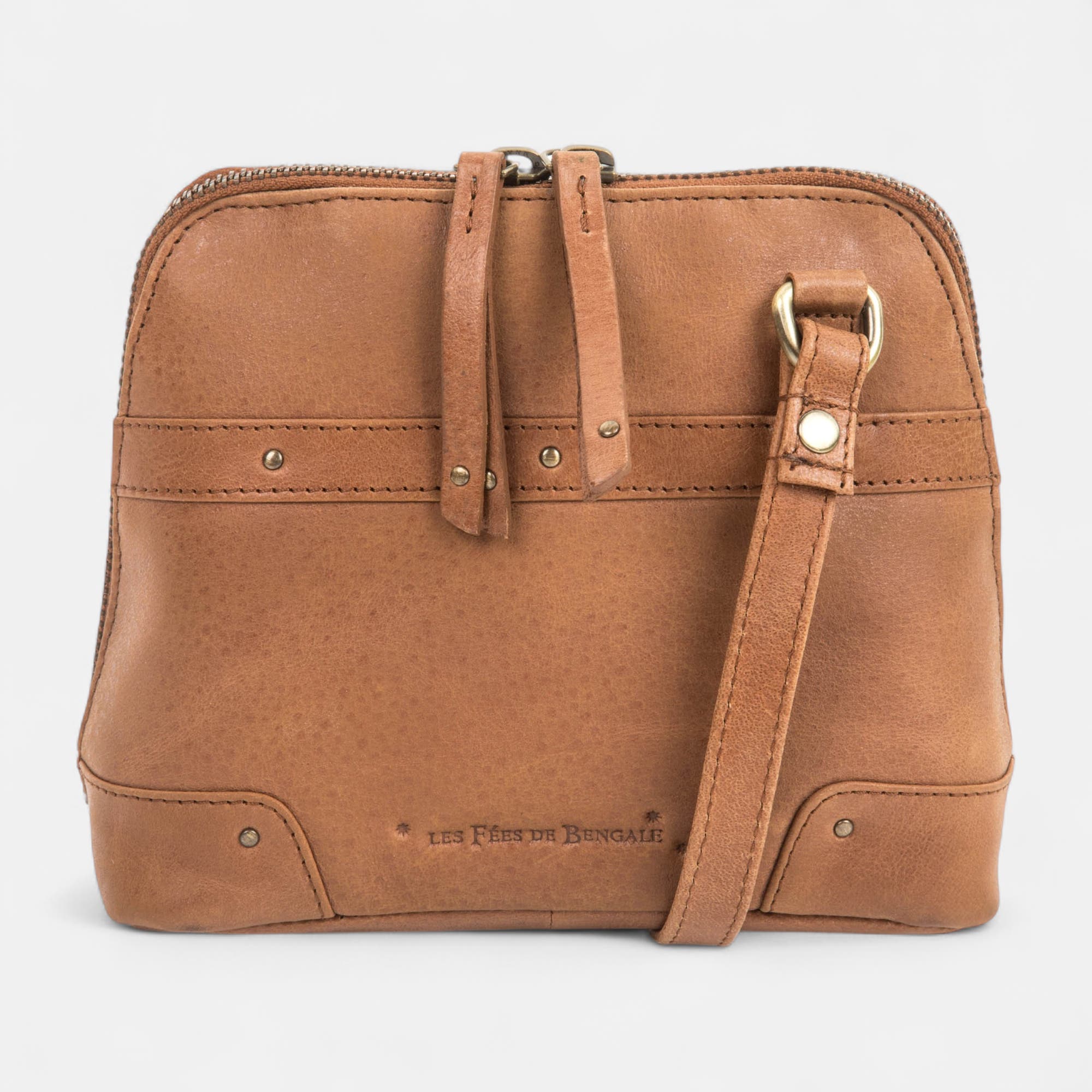 Sac bandoulière en cuir cognac