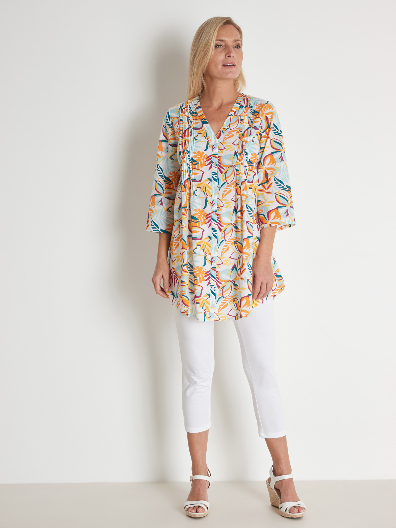 Chemisier-tunique en voile pur coton