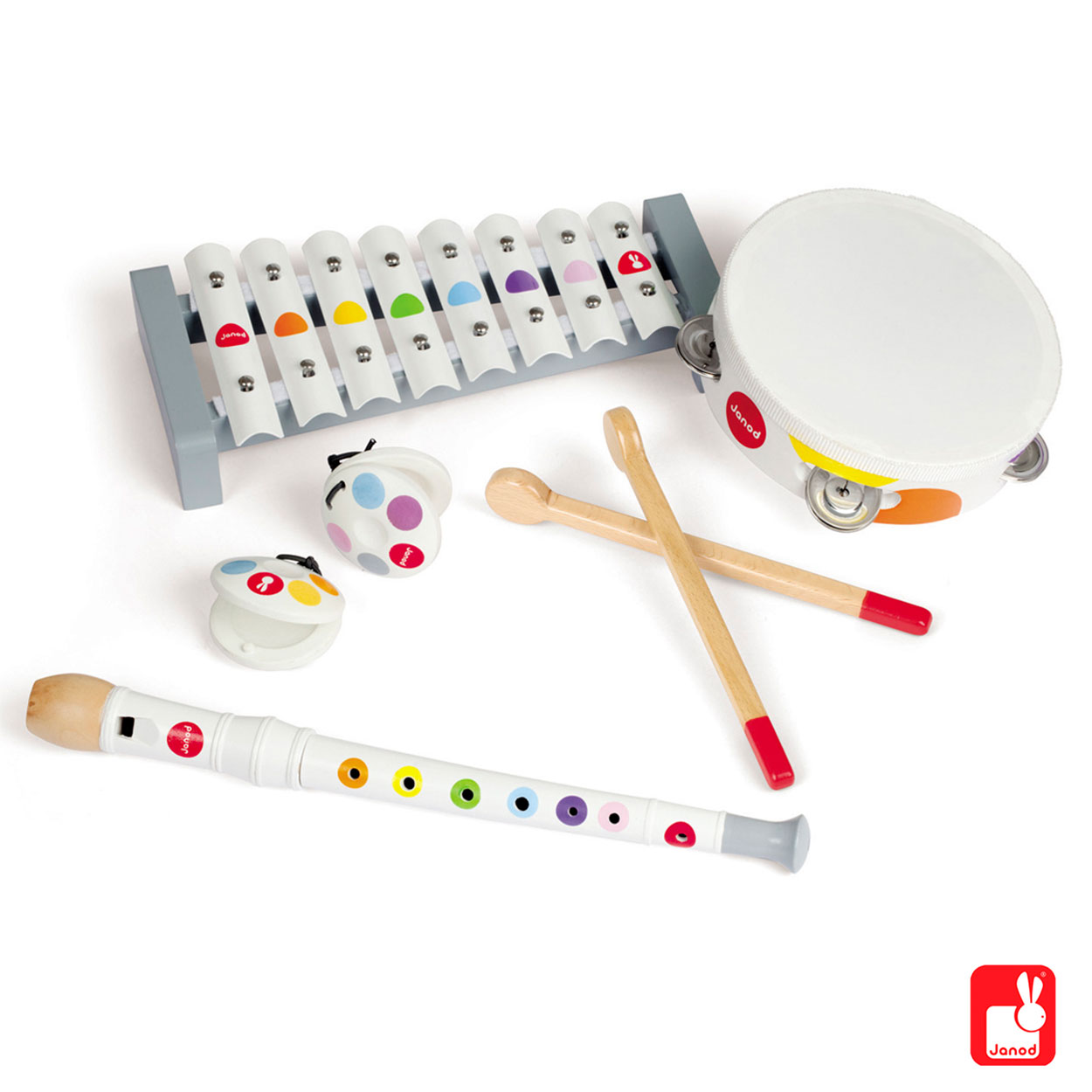 Janod Confetti Muziekinstrumenten, set van 4