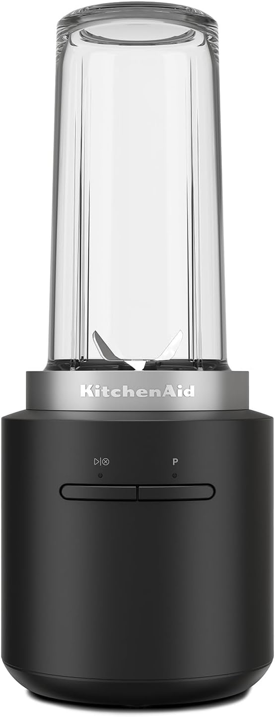 KitchenAid Kabelloser Personal Blender - Go Cordless - 473 ml BPA-freier Becher - Pulse-Taste - Edelstahlklingen - Mit Akku - Schwarz