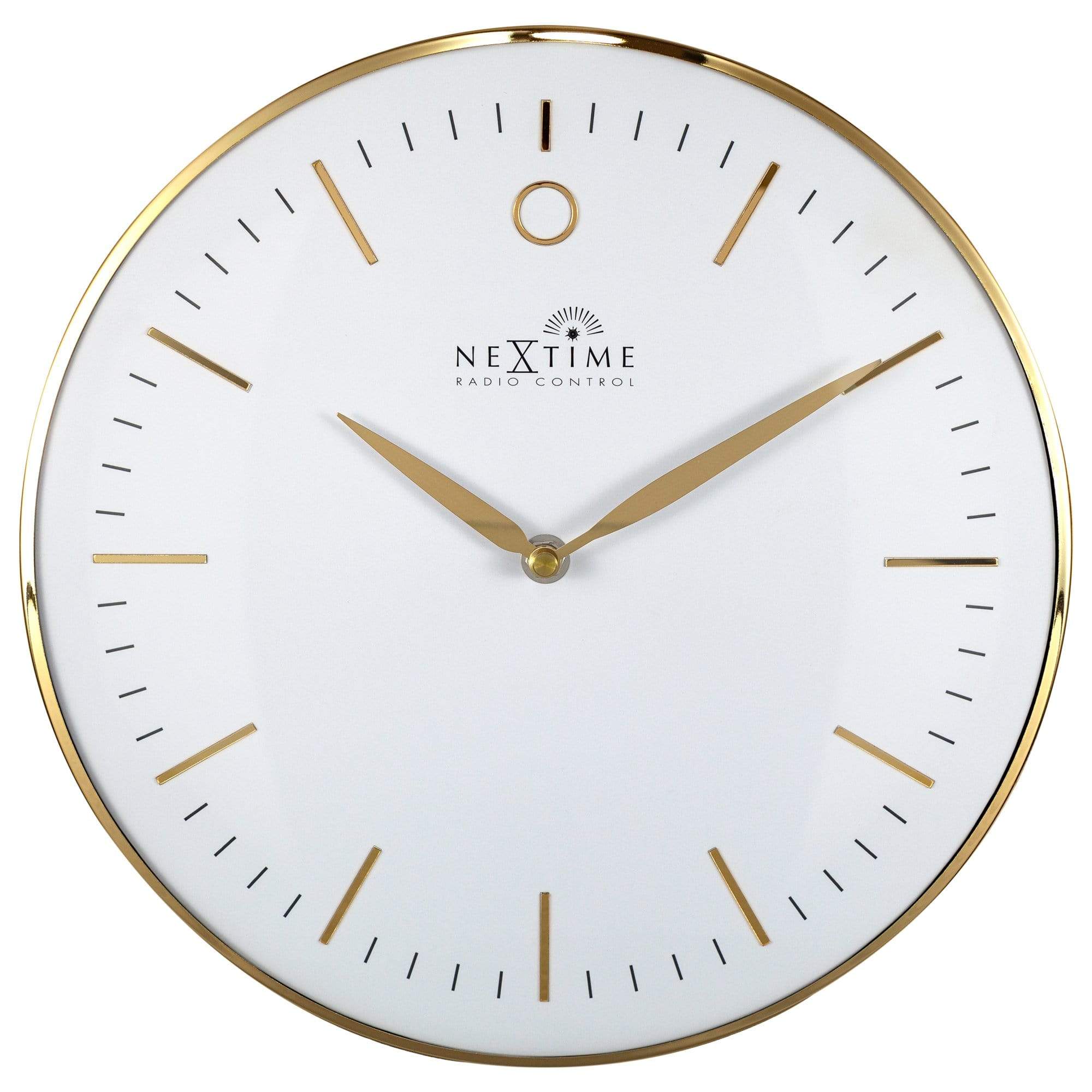 NeXtime - NeXtime - Design Wandklok - Radio controlled -  Goud|Wit -