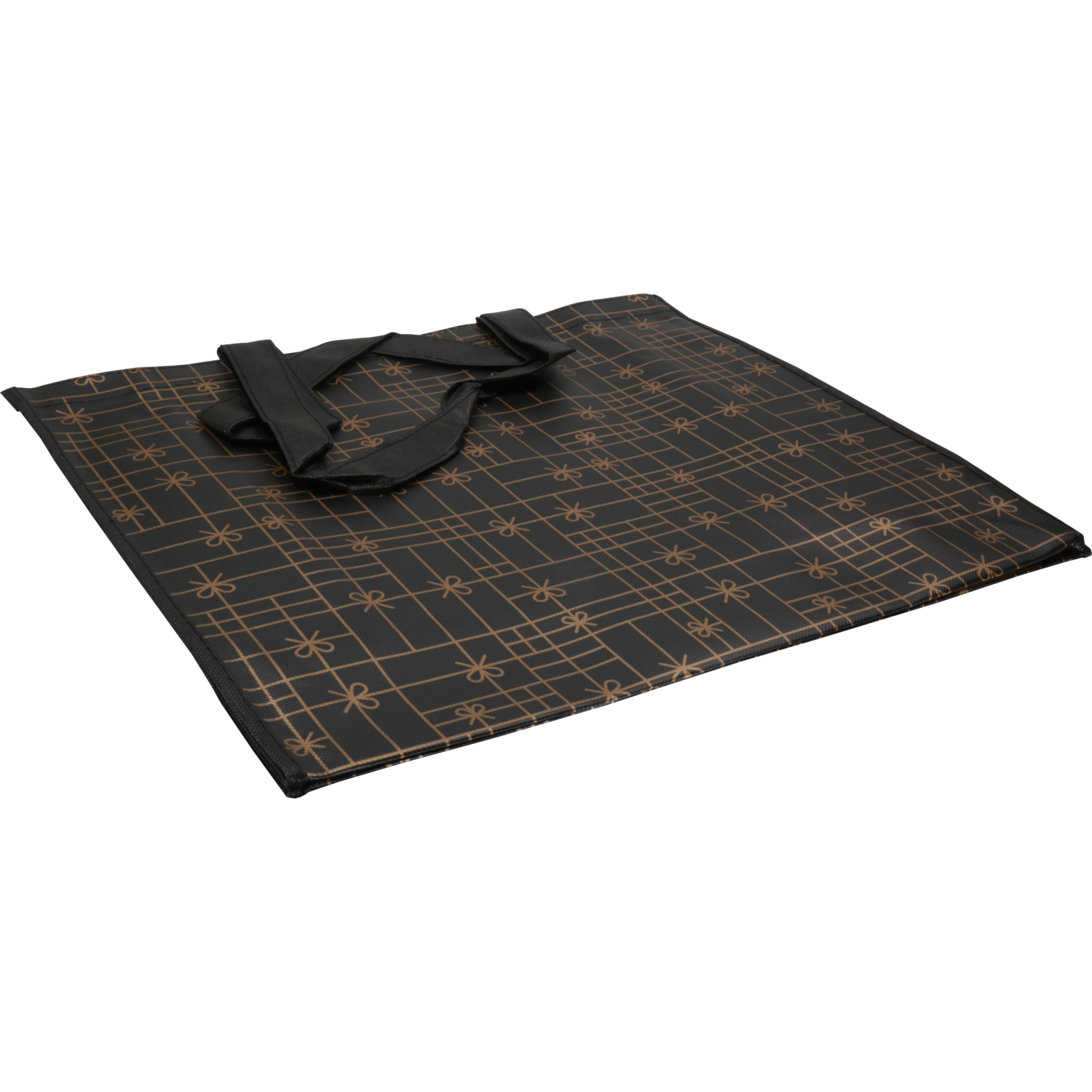 Shopper, PP, Strikken, 45x 15x36cm, zwart/goud