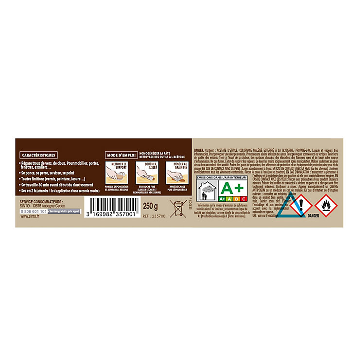 Pâte à bois Tradition Chêne clair Sintobois 250ml